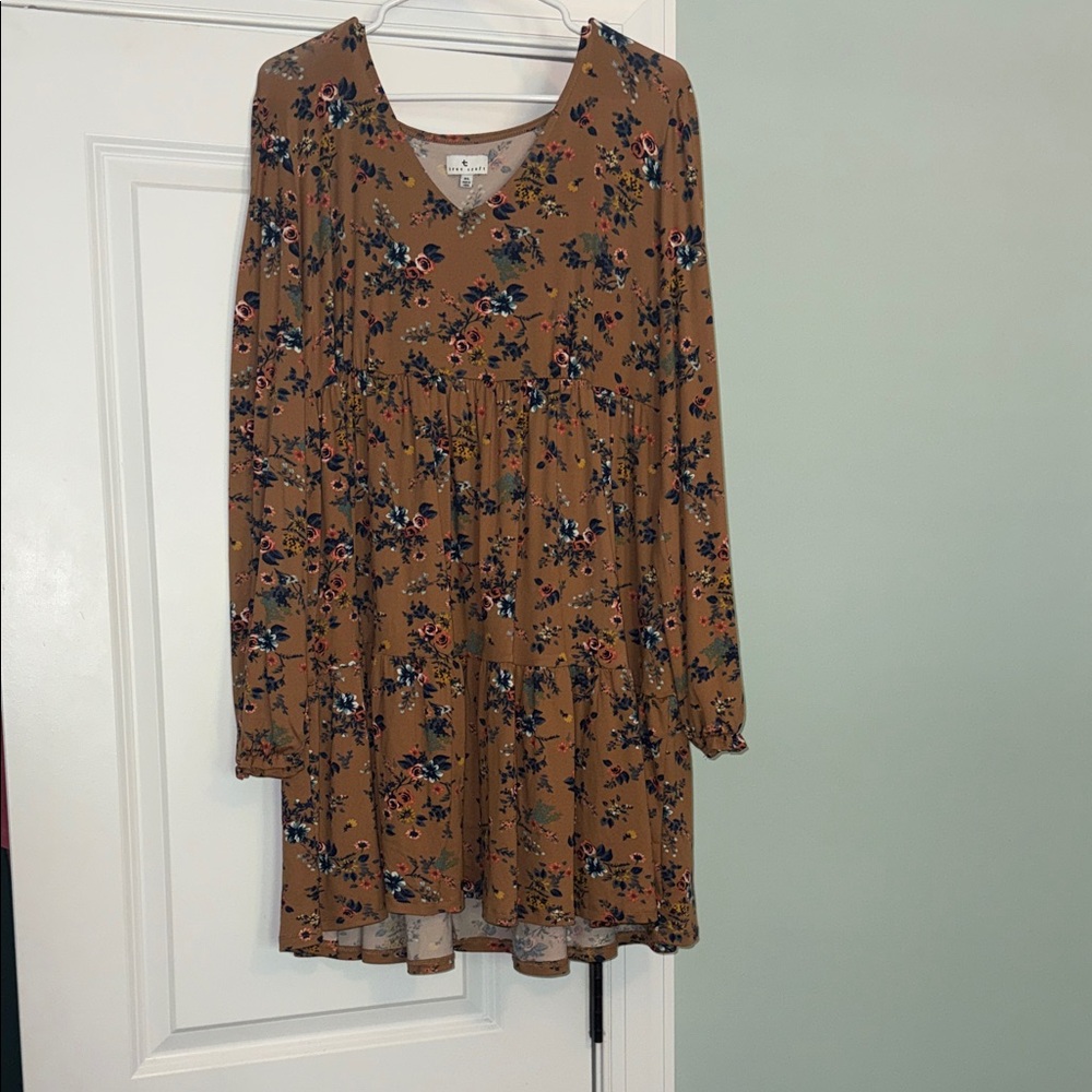 True Craft Floral Tan Dress